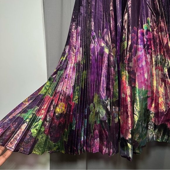 Anthropologie Delfi Collective Floral Midi Pleated Purple Skirt Size Small - Picture 8 of 16